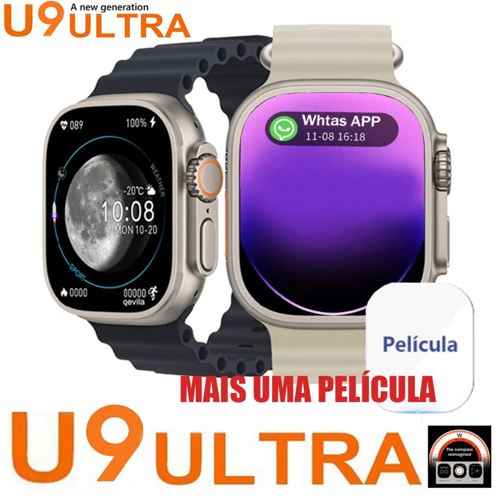 U9 Ultra Smart Watch Série Bússola Tela Grande 49mm Pista