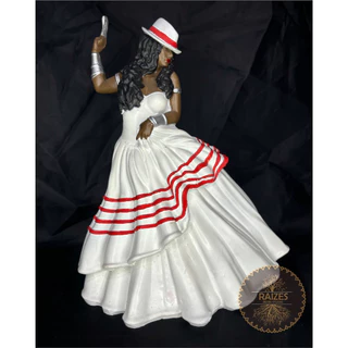 Estátua/Escultura Imagem Maria Navalha Malandra Vestido Branco com Babados Resina
