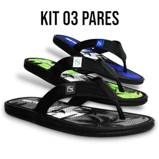 Kit 3 Pares de Chinelo de Dedo Masculino Confortável Original Promoção