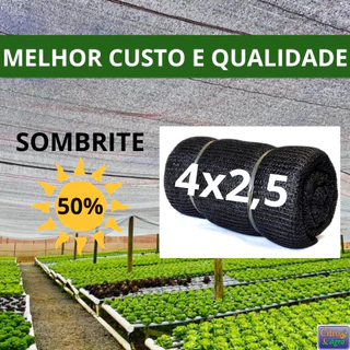 Tela Sombrite Preta ( Proteção 50%) - 4 x 2,50 metros.