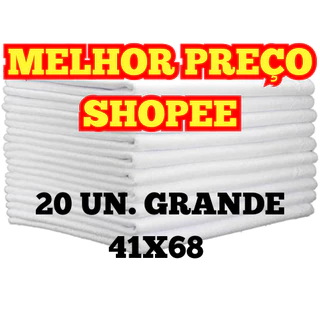 Pano De Prato Branco Liso Para Cozinha e Copa Bainha Atacado Kit 20 Peças GRANDE 41x68 100% Algodão