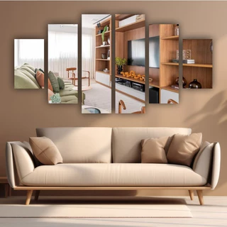 Espelho Decorativo Painel Gande Kit 6 Peças para Sala, Corredor ou Quarto.