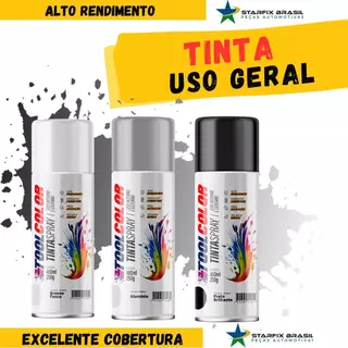 Tinta Spray Uso Geral 400ML Branco Preto Aluminio Verniz Artesanato Madeira Gesso Metal