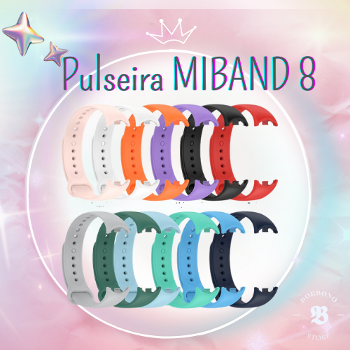 Pulseira de silicone colorida para Smartband Xiaomi Mi Band 8 estoque no Brasil