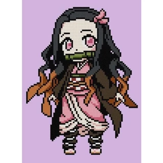 ímã / totem Nezuko Kamado do Demon Slayer em Pixel Art