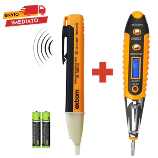 Jogo Caneta Detector de Tensão Corrente + Chave Teste Voltagem 12V a 250V Exbom