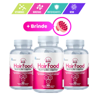 Kit 3 Potes - Vitamina Para Cabelo, Pele e Unhas com MSM e Minerais