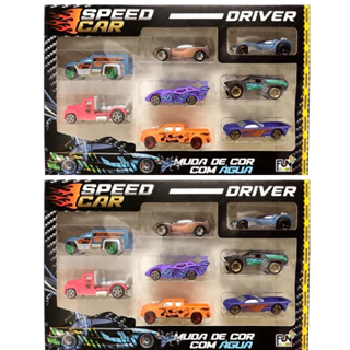 Kit 8 Carrinhos Metal Speed Cars que Mudam de cor na Agua
