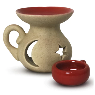 Rechaud Difusor De Aromas Aromatizador De Ambiente Cerâmica Vermelho