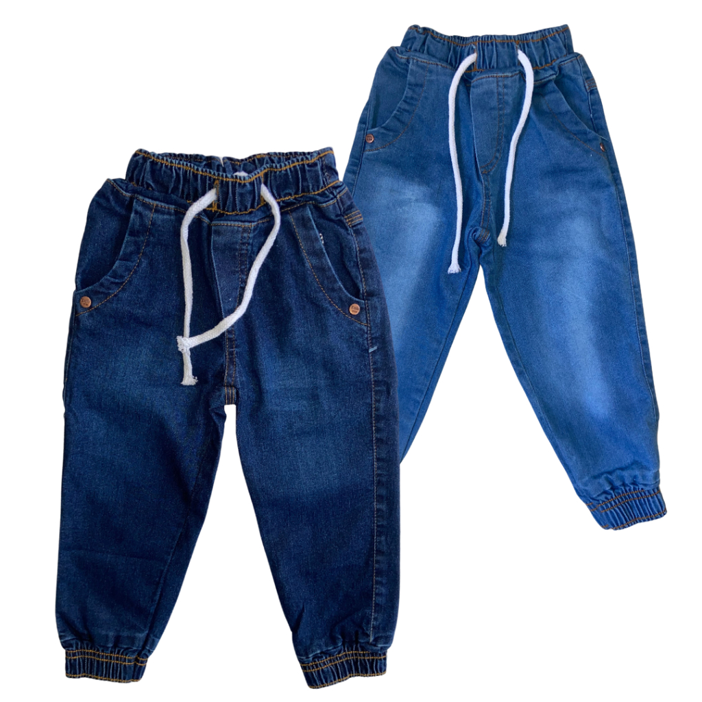Calça Jogger Infantil Jeans Menino Sarja Brim 1 - 6 Anos Premium ...
