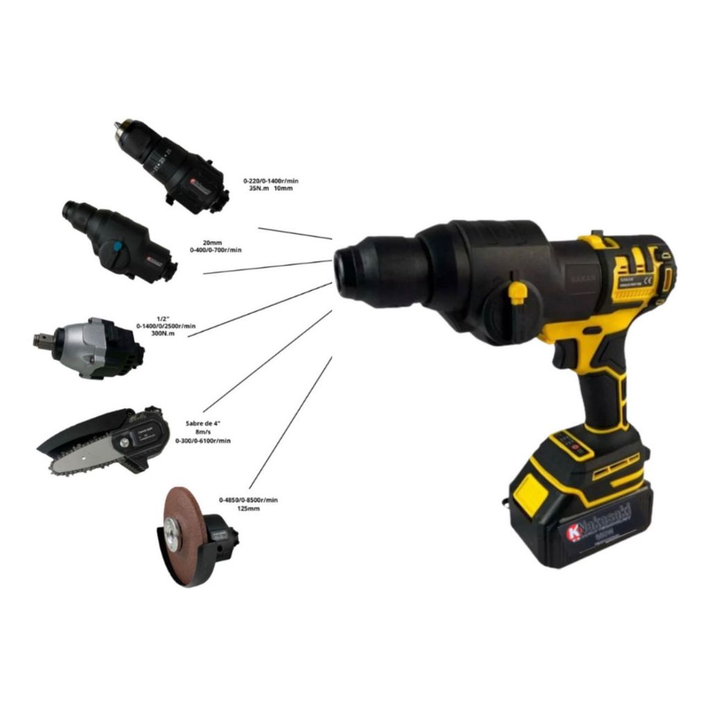 Kit Ferramenta Intercambiável A Bateria 5 Em 1 48v Brushless