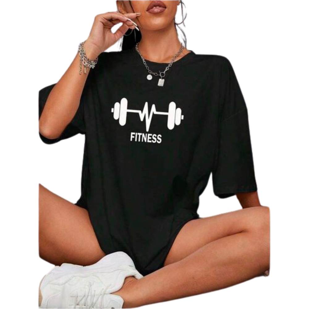 Camiseta Feminina Oversized Barra Fitness Blusão Para Academia Treino ...