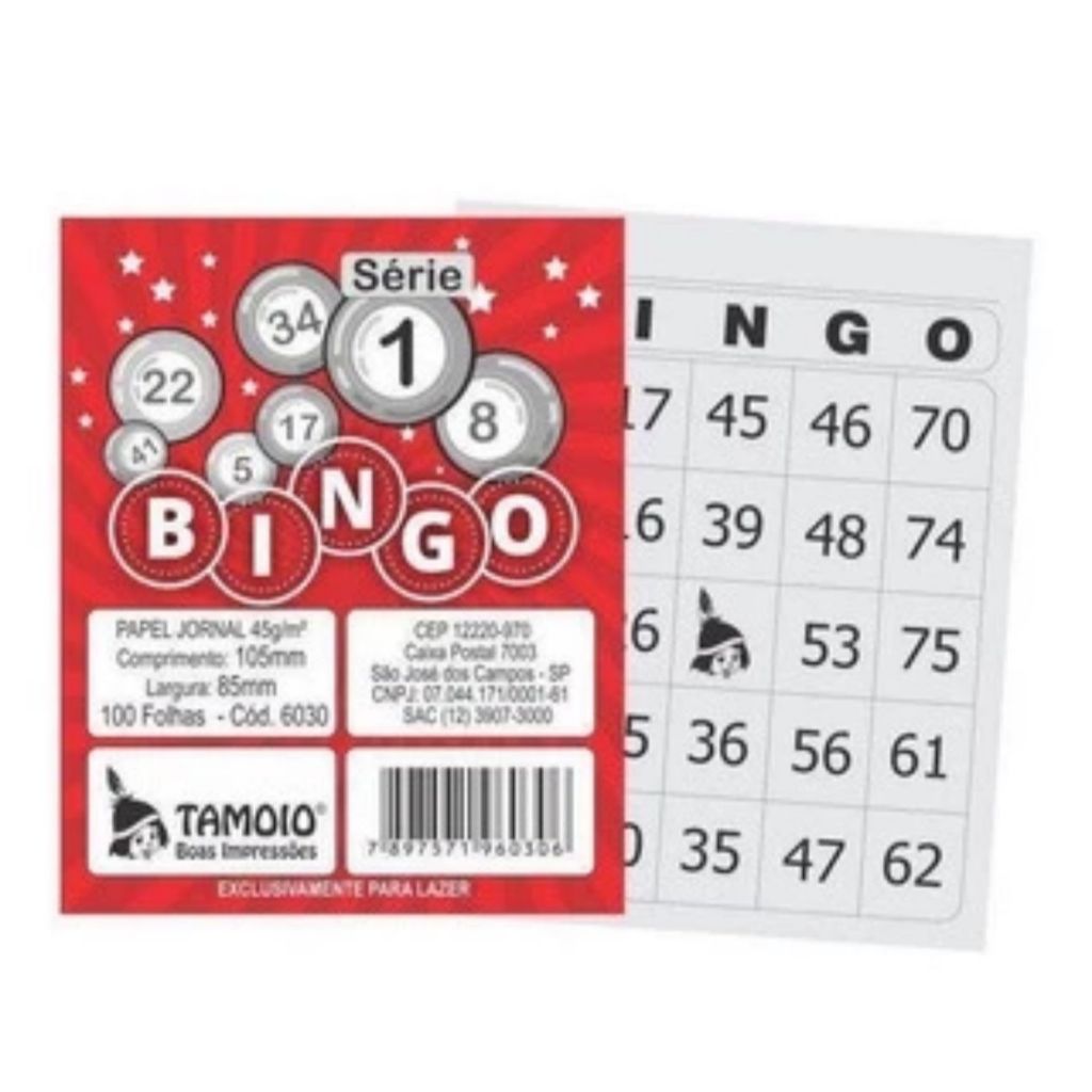 Kit C/ 5 Blocos Cartela Jogo Bingo Coloridos 100fls 11x10cm