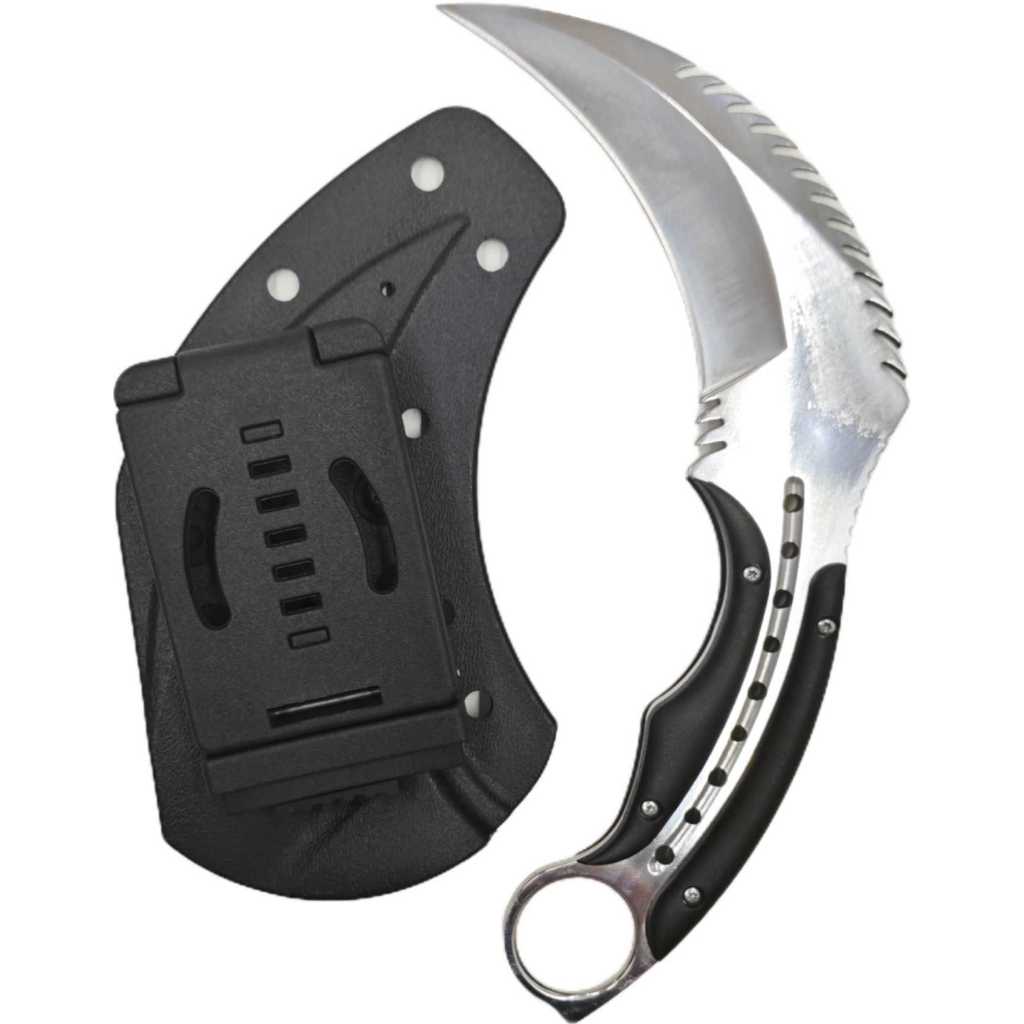Faca Tatica Esportiva Curvado Com Supote De Cinto Crbt
