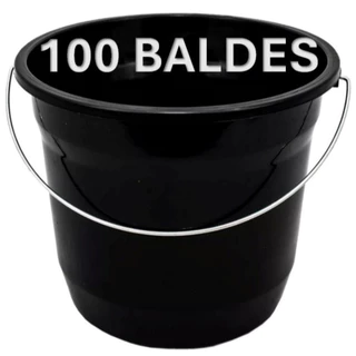100 Baldes De Limpeza 5 Litros Preto Com Alça De Ferro Reforçado