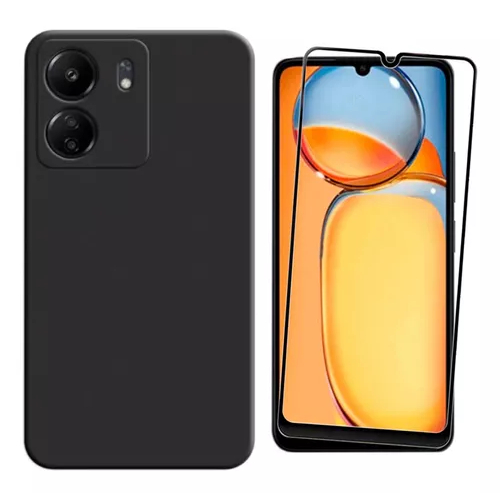 Capa Preta Silicone + 2x Películas 5d Para Xiaomi Redmi 13c