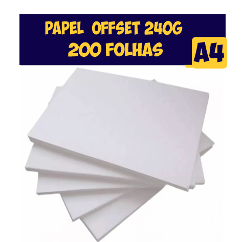 Papel Sulfite Offset 240g - Branco A4 - 250 Folhas | Shopee Brasil