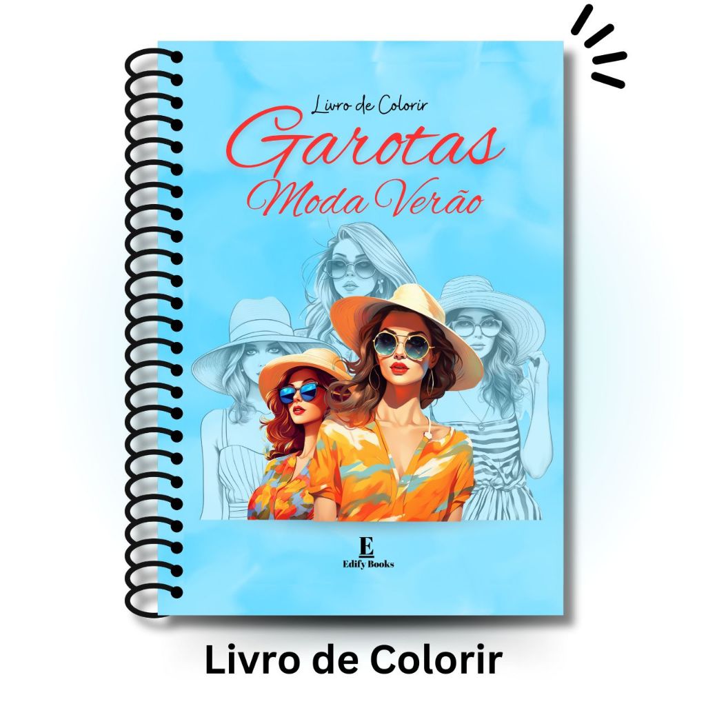 Livro de colorir adulto Desenhos Garotas Moda Verão Capa Dura A5 ...