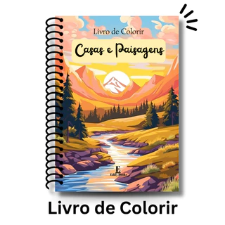 Livro de colorir adulto Desenhos de Casas e Paisagens Capa Dura Espiral A5 gramatura 120g 50 páginas
