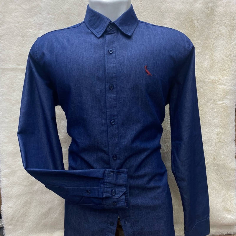 Camisa jeans Masculina Slim fite Manga long Sem Bolso