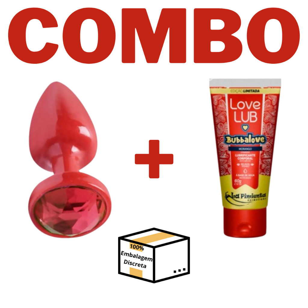 Plug Anal Vermelho + Lubrificante Bubbalove