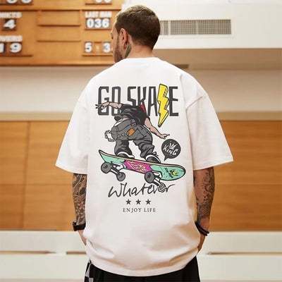 Camisa Premium Masculina Branca Go Skate Camisa De Skatista Streetwear ...