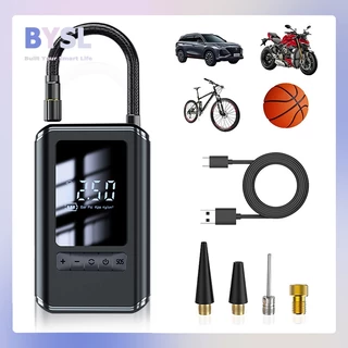 Compressor de ar portátil com inflador de pneu mini com bateria recarregável de 4000 mAh, bomba de pneu sem fio 150 PSI, luz de emergência LED, bomba de ar calibre de pressão para carro bicicleta motocicleta bola inflável