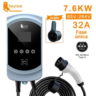 Carregador EV Type2 32A 7.6KW Estação de carregamento de carro Carregador 1Phase 5M Comprimento 4 Correntes Modos WallBox com display Booking Time