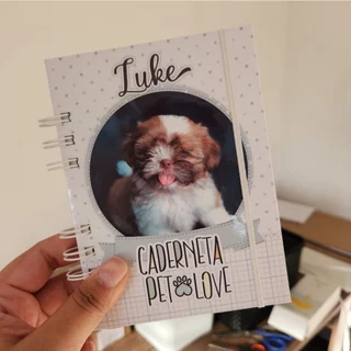 Caderneta de vacinação Pet com foto e nome do pet - cães ou gatos - tamanho A6