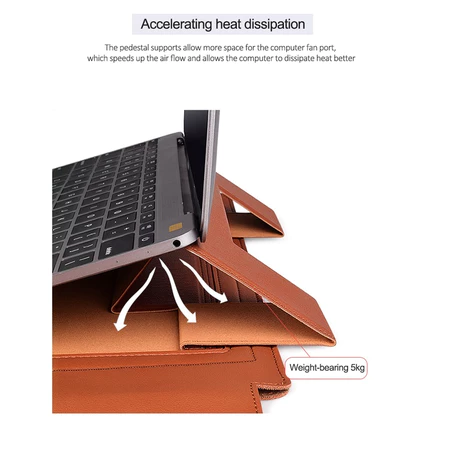 Capa de notebook em couro marrom com base e mouse pad