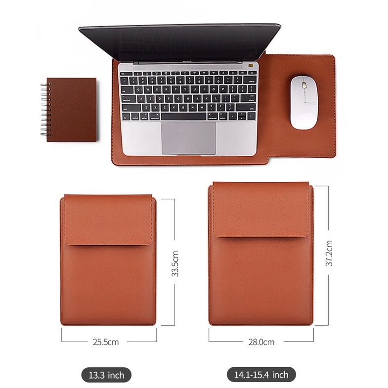 Capa Para Notebook Stand Macia De Couro PU Macbook Air Pro 13,3 e 15-16,2 Polegadas Bolsa