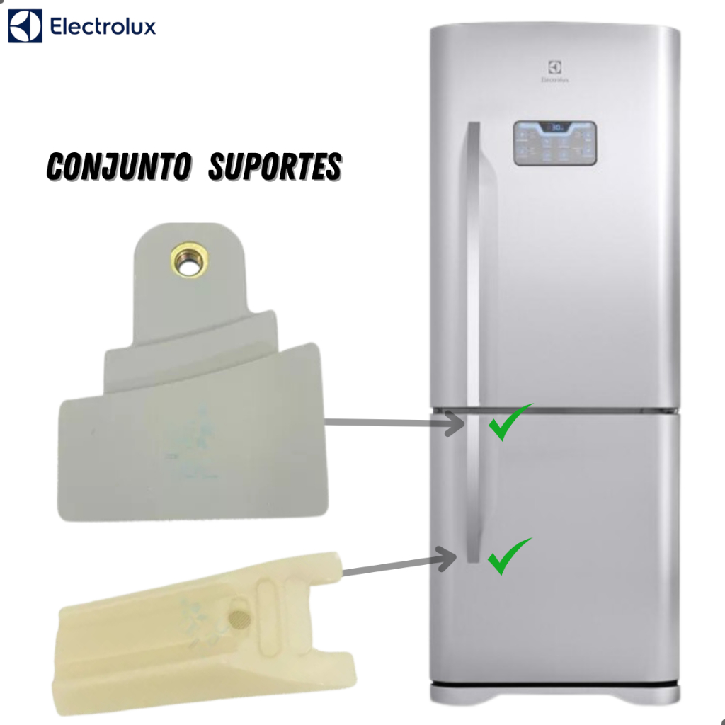 Kit 2 Conjunto Suportes Puxador Inferior da porta Geladeira