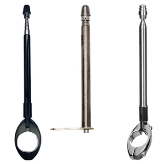 Antena Corta Pipa Moto 7 Estágios Guidão / Retrovisor Aço Inox Preta Cromada Retrátil