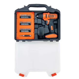 Parafusadeira Furadeira LD12SC Black & Decker 12v íon de Lítio 12v Bivolt Com 31 Acessórios + Maleta