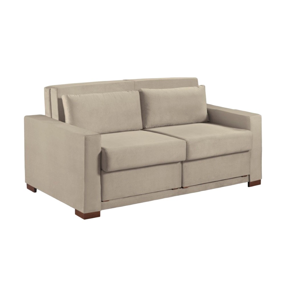 Sofa Cama Casal Sofia 2 Lugares 170cm com Pés de Madeira Talento Móveis