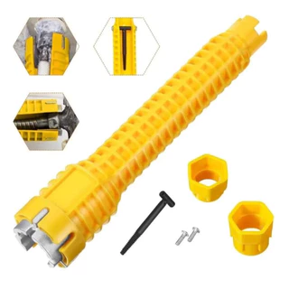 Chave Grifo Instalador Hidráulico 8x1 Multiuso Pia Torneira Encanamento Chave Inglesa Ferramenta Reparos Difícil Acesso
