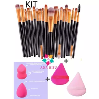 Kit de Pincel 20 PCS + 2 Esponjas + 1 Kit esponja de Pó diamante COR aleatório em Oferta na Shopee