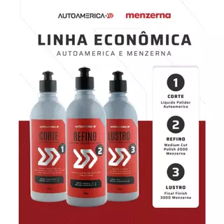 Kit Polidores Corte Refino Lustro Autoamerica 500ml