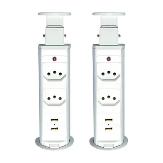 Kit 2 Torres de Tomada Multiplug 2 Tomadas e 2 USB Bivolt