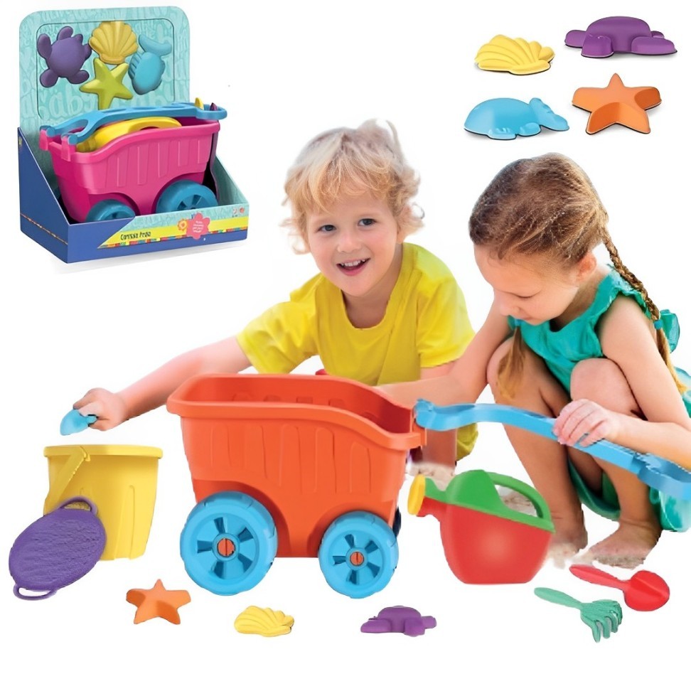 Brinquedo De Praia Menino Menina - Carriola Com Acessórios Castelinho ...