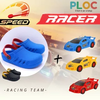 Kit Ploc Racer: Babuche Passeio Escola Liso + Carrinho RACER Ploc