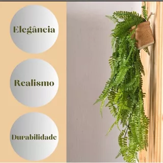 Kit 2 Pendente Artificial Planta Samambaia Verde 80cm