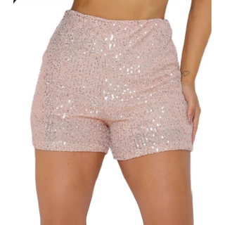 Short Paetê Curto Feminino Cintura Alta