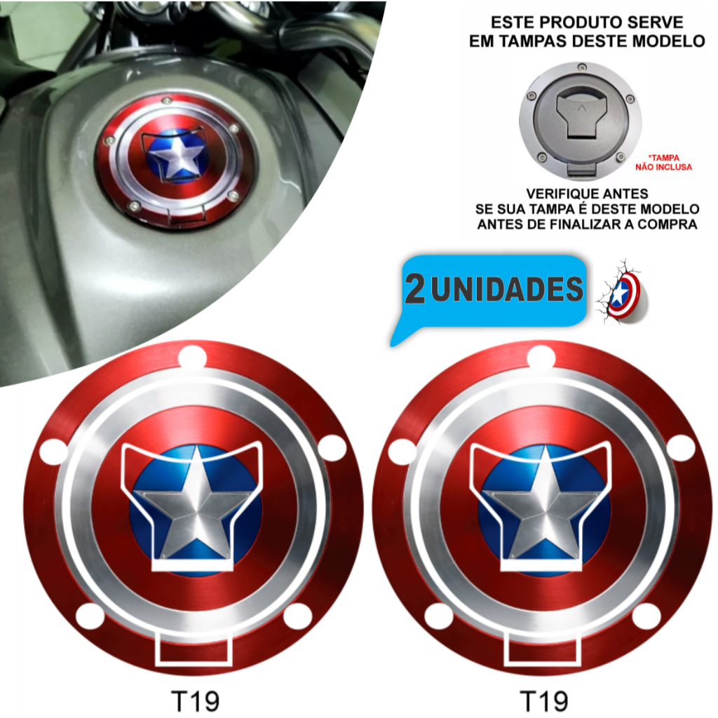 Adesivo Tampa Do Tanque Para Moto Protetor Capitão América Da HONDA,CG ...