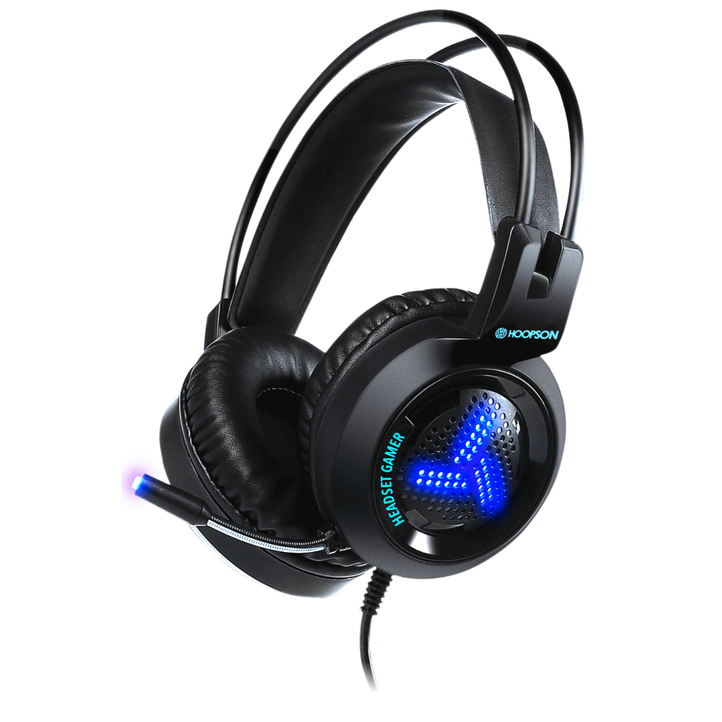 Headset Gamer Preto com LED Azul Conexão USB - Hoopson F-100-AZ ...