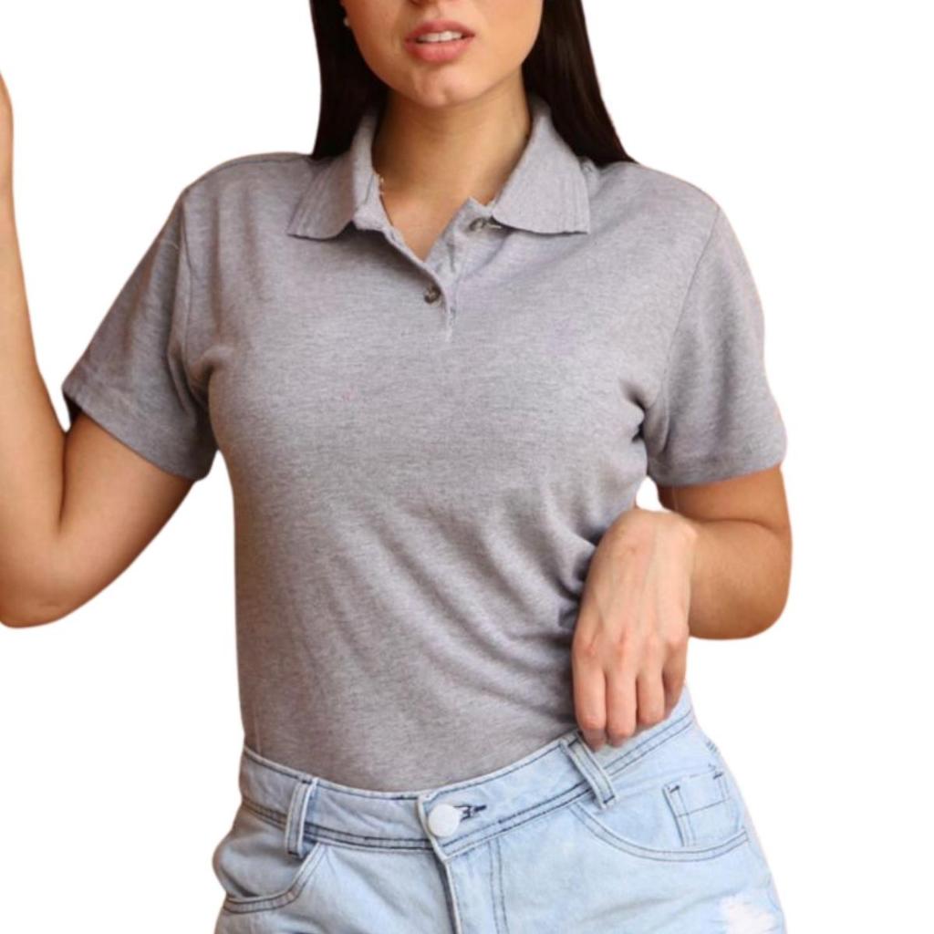 Camisa Polo Feminina Branca Lisa - P-m-g-gg-XG Confira As