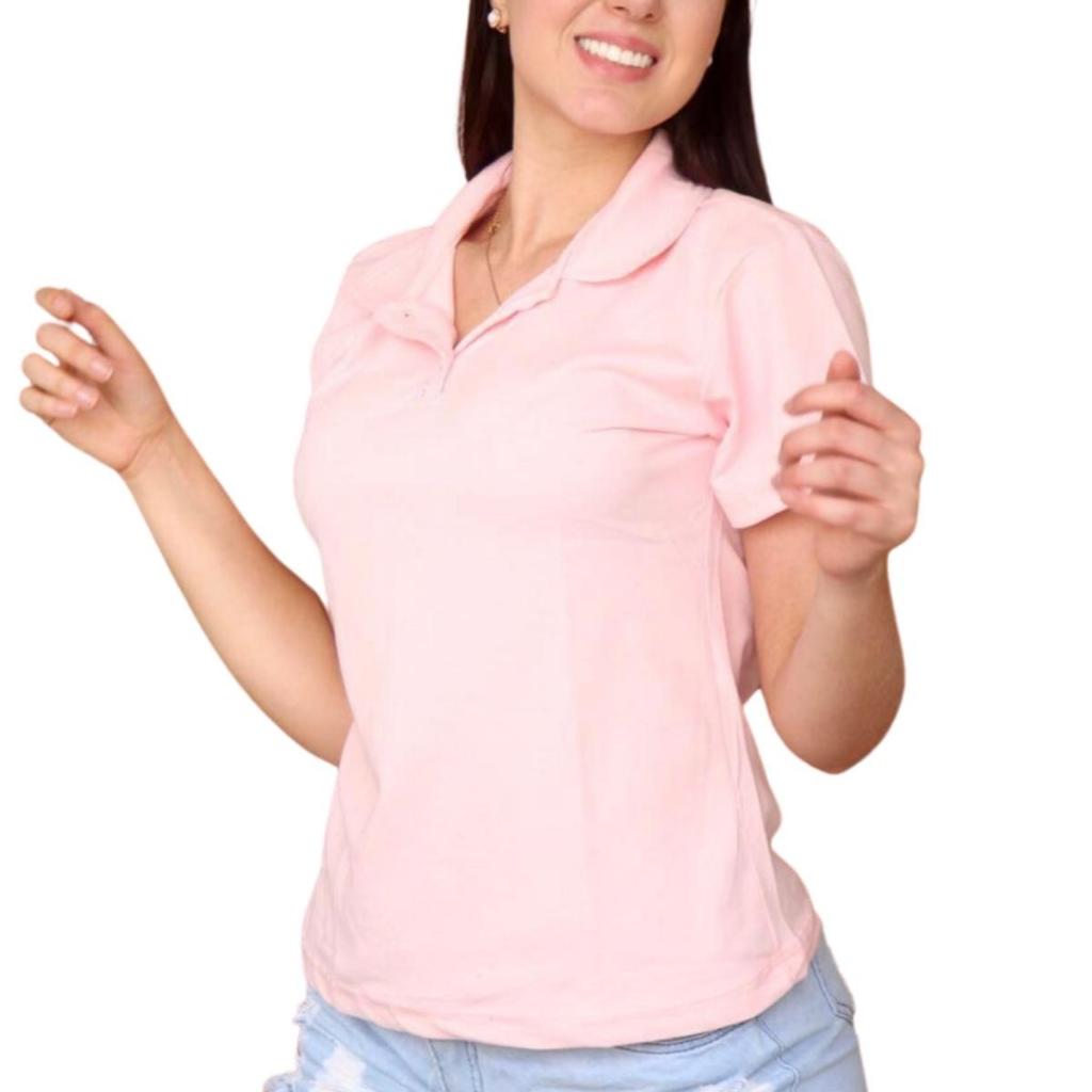 Camisa Polo Feminina Branca Lisa - P-m-g-gg-XG Confira As