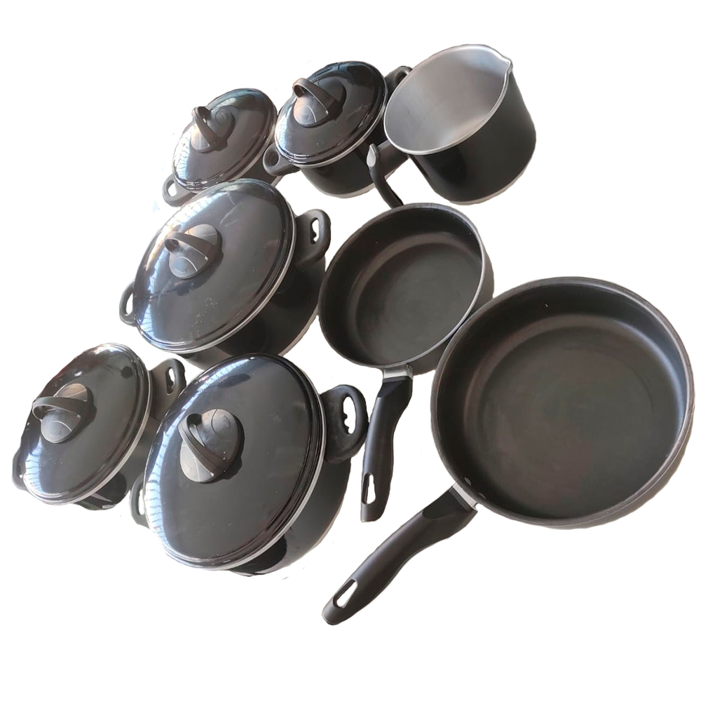 Conjunto Panelas Frigideira Antiaderente Alumínio Polida Tampa de Silicone Colorida