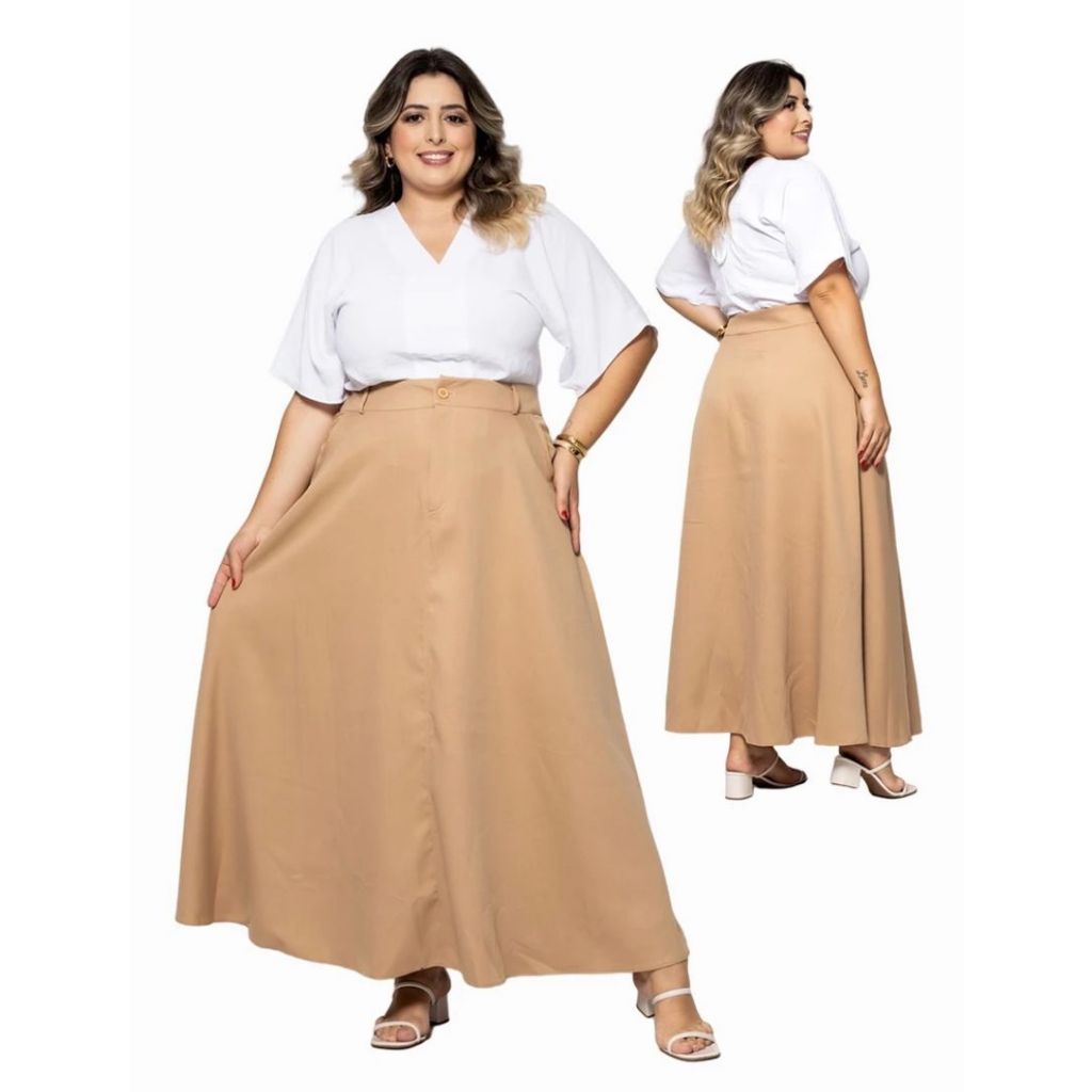 Saia Longa Alfaiataria Lopita Moda Plus Size Moda Evangelica | Shopee ...