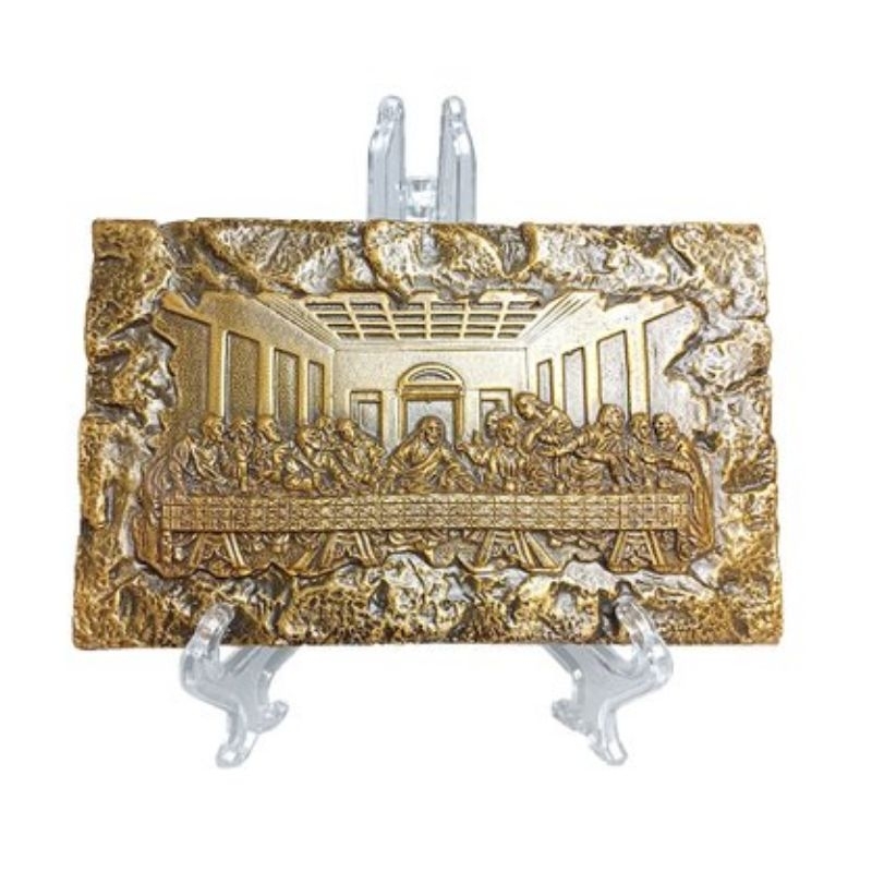 Imagem Santa Ceia em mármore com pintura bronze 9x15cm